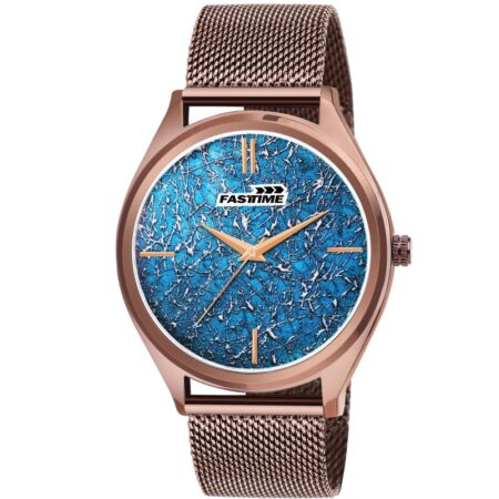 Brown Analog Mesh Chain Watch With Special Crafted Dial 21802 MCML