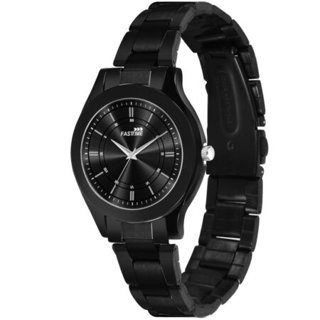 Black Metal Solid Chain With Beautiful Dial For Women 2257 WBMB