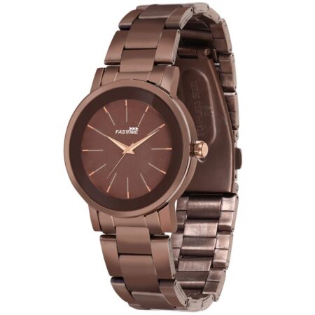 Brown Case Special Designed Dial With Metal Chain Watch For Women 2713101 WCMR