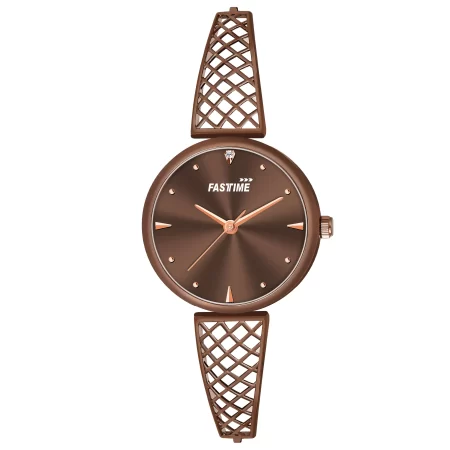 Auburn Royale, Women's Analog Watch, Brown Dial | Cocoa Brown Lattice Strap