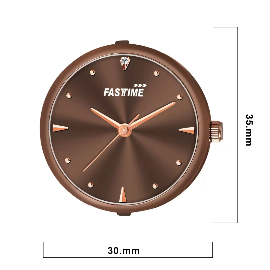 Auburn Royale, Women's Analog Watch, Brown Dial | Cocoa Brown Lattice Strap - Image 4