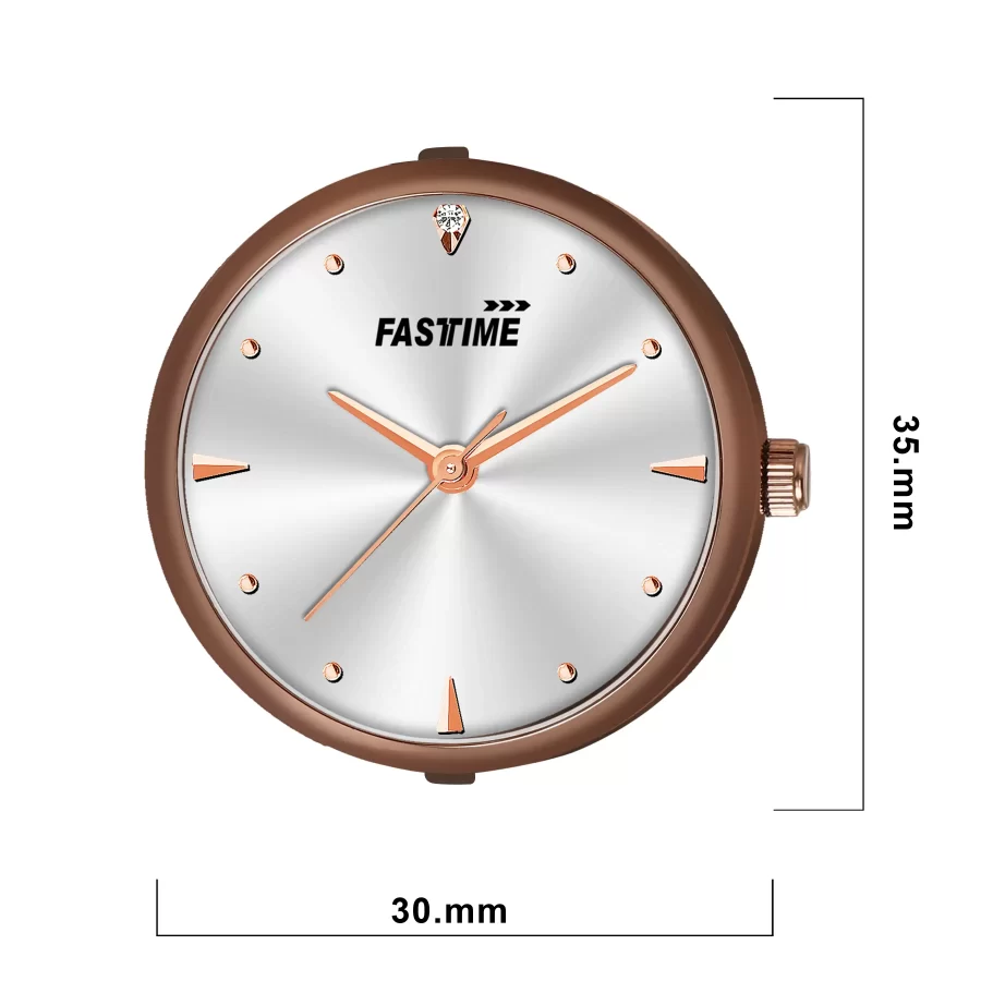 Sienna Grace, Women's Analog Watch, Silver Dial | Cocoa Brown Lattice Strap - Image 4