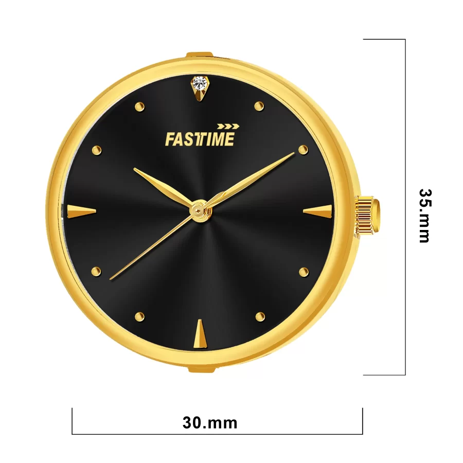 Noir Luxe, Women's Analog Watch, Black Dial | Gold Lattice Strap - Image 4