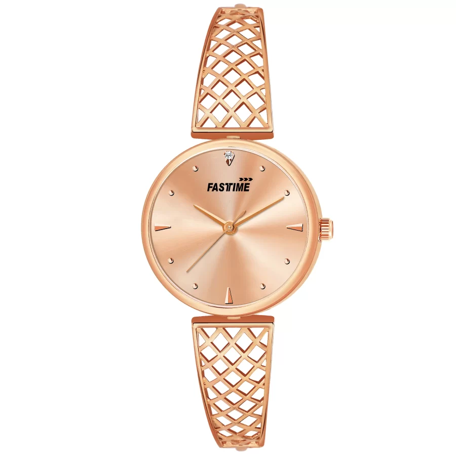 Rose Radiance, Women's Analog Watch, Rose Gold Dial | Rose Gold Lattice Strap