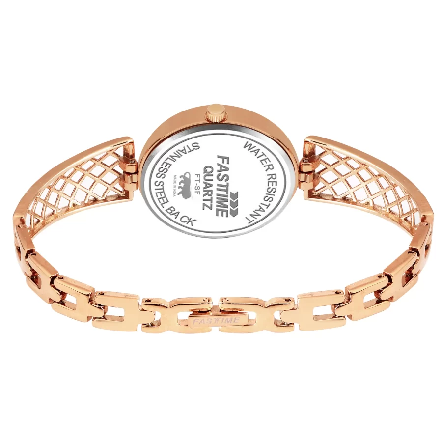 Verdant Crown, Women's Analog Watch, Emerald Green Dial | Rose Gold Lattice Strap - Image 3